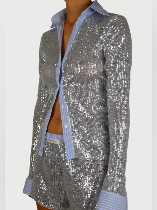 Hand Over Jack’s Womens Medium Blouse Sequin Party Ex-boyfriend Made in Spain - Picture 3 of 12